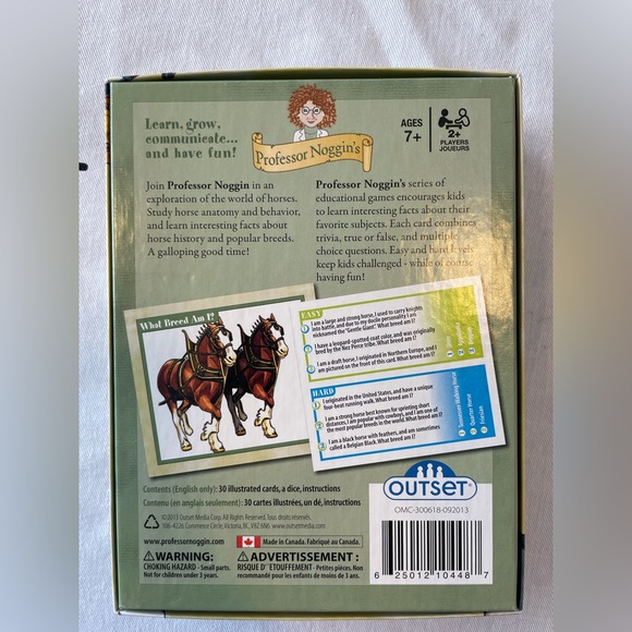Rare Professor Noggin game w/ theme of Horses. Opened/never used. Out of print. - Picture 6 of 7